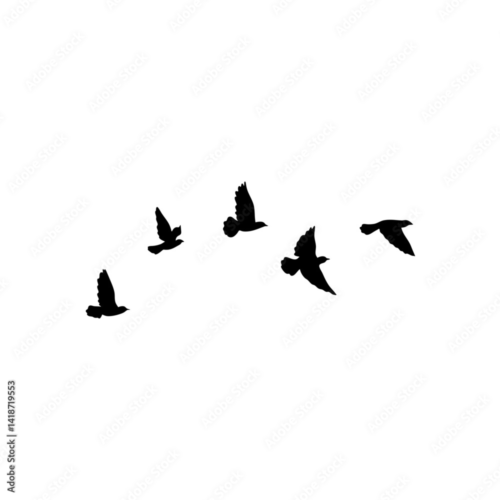 Flying birds silhouette flock. Vector illustration Flying birds silhouette flock. Vector illustration