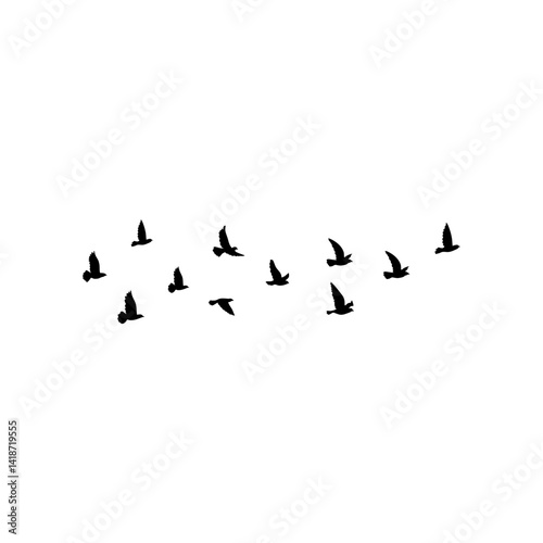 Flying birds silhouette flock. Vector illustration 