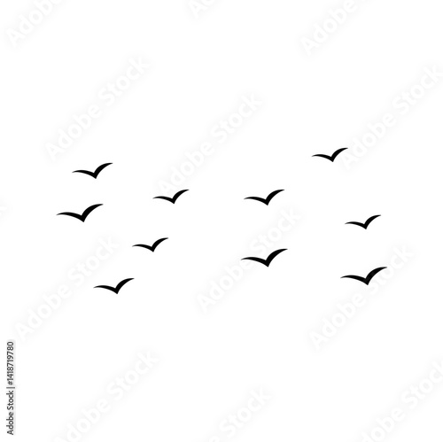 Flying birds silhouette flock. Vector illustration 