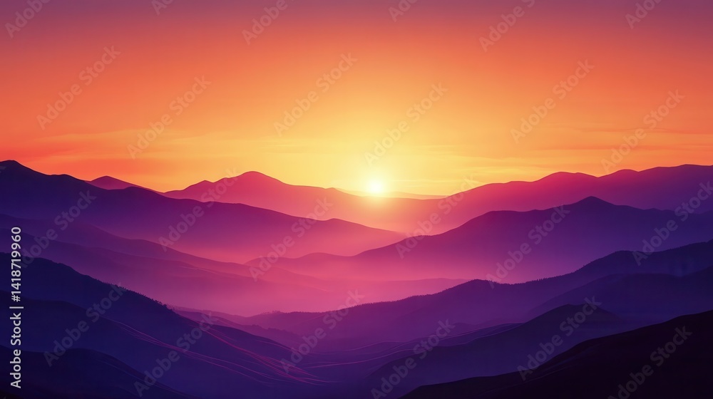 Fototapeta premium Majestic sunrise over a mountain range.