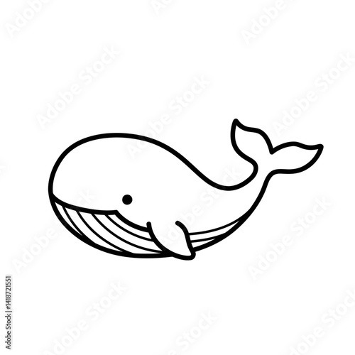 Adorable Black and White Whale Illustration Cute Cartoon Vector Graphic