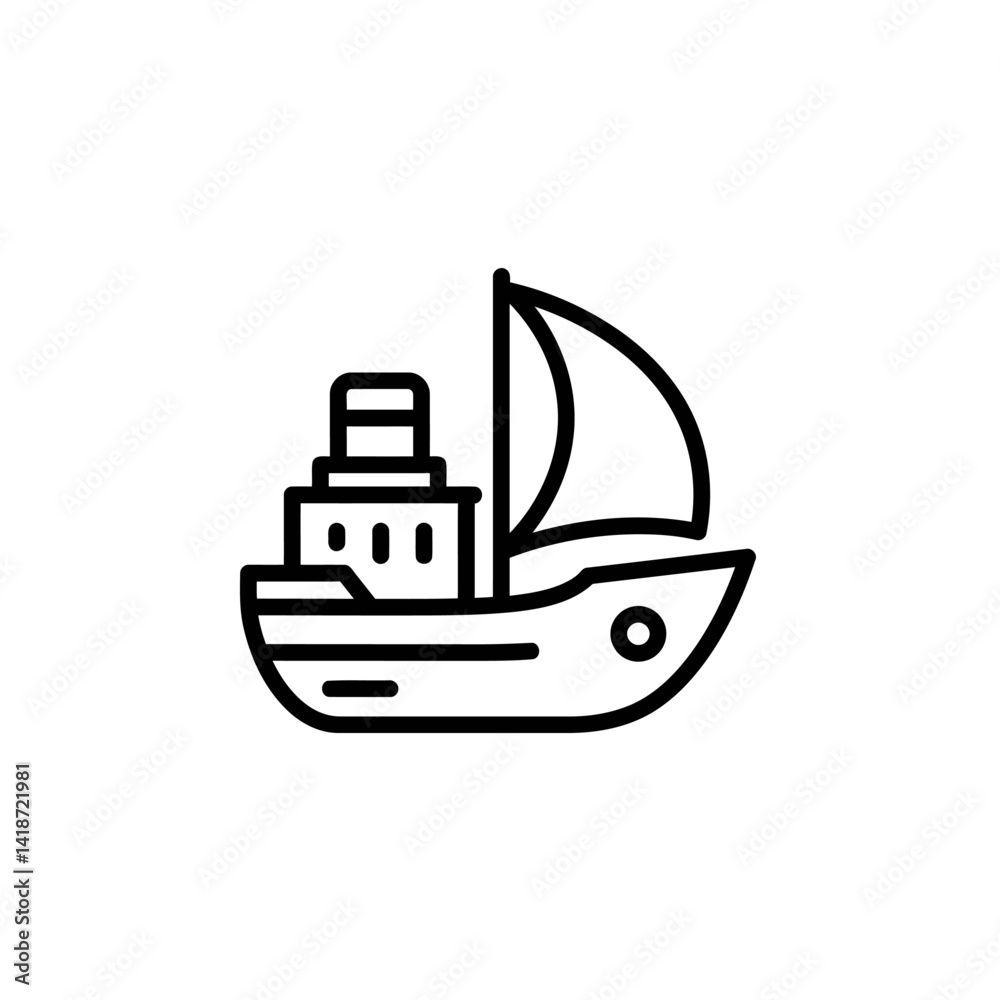 Black and White Line Art Illustration of a Sailboat Nautical Vessel Icon Graphic Design Black and White Line Art Illustration of a Sailboat Nautical Vessel Icon Graphic Design
