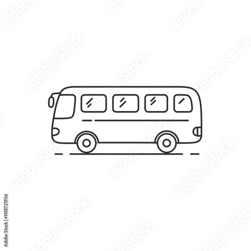 Simple Line Art Illustration of a Public Transportation Bus