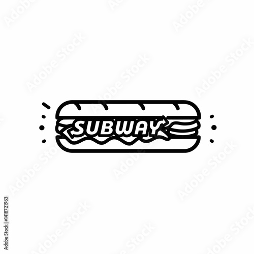 Simple Line Art Illustration of a Sub Sandwich, Perfect for Restaurant Menus, Food Blogs, or Culinary Designs