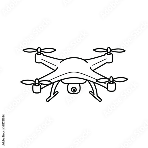 Unmanned Aerial Vehicle (UAV) Drone  A Black and White Line Drawing Illustration