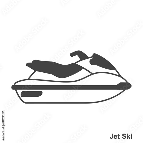 Black and White Jet Ski Illustration  A Simple Vector Graphic for Water Sports Designs