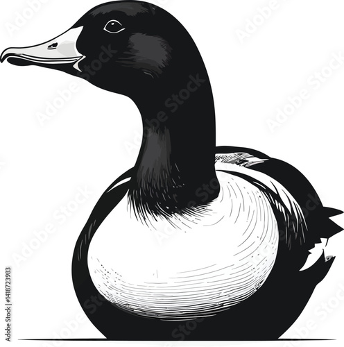 Minimalist Goose Silhouette - Elegant Black & White Waterfowl Illustration in Vector Style