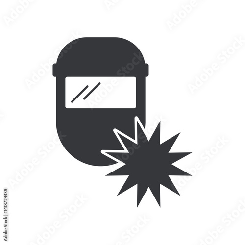 Isolated welding mask and goggles with electric sparks, symbolizing the precision, strength, and craftsmanship of construction and engineering welder