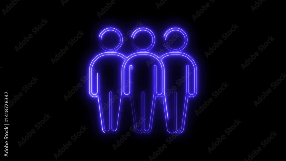 Glowing neon team building icon 4k isolated on black background. HD Video motion graphic animation Glowing neon team building icon 4k isolated on black background. HD Video motion graphic animation