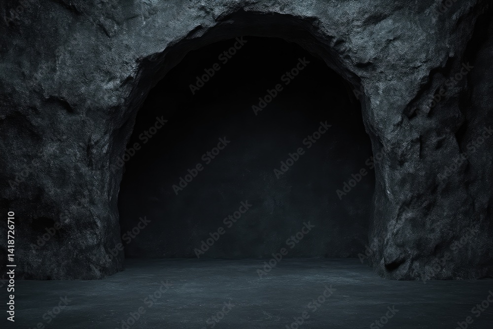 Obraz premium Dark cave entrance, mysterious and ominous. Empty space, ideal for product display or backdrop