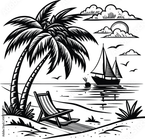 "A Peaceful Sailboat Ride Through Calm Waters and Island Dreams"