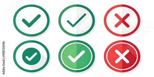 Simple Icons – Check Mark and X Mark Symbols in Flat Design for Approval and Rejection Free Download Simple Icons – Check Mark and X Mark Symbols in Flat Design for Approval and Rejection - GFXLoad