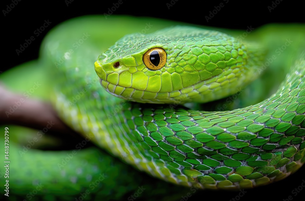 beautiful photo of a Green snake on a branch beautiful photo of a Green snake on a branch