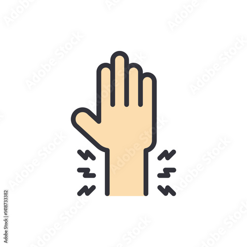 Arm pain colored icons, minimalist vector illustration ,simple transparent graphic element .Isolated on white background