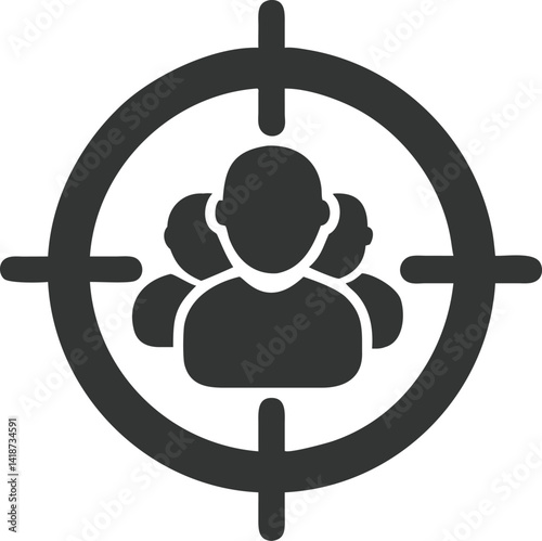 Target Group Icon Focus on People, Precision Aim with Transparent Background