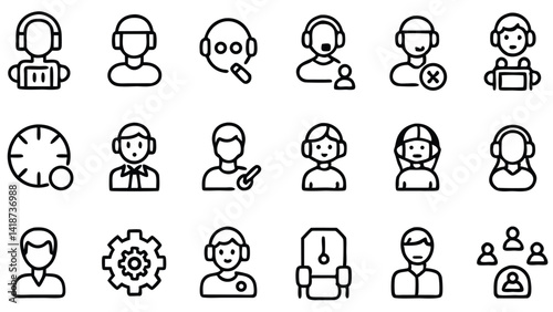 Customer Support Service Icons Set for Website and App