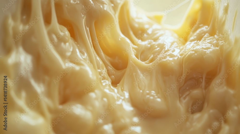 Close-up shot of thick, flowing caramel with a glossy, sticky appearance. Ideal for use in desserts, confectionary, or textured background visuals. Close-up shot of thick, flowing caramel with a glossy, sticky appearance. Ideal for use in desserts, confectionary, or textured background visuals.