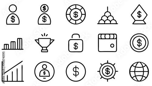 Hand Drawn Business Finance Icons Set for Web and App