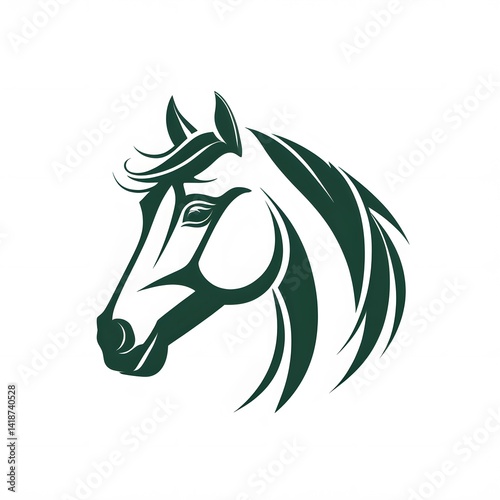 Minimalist Horse Logo  Elegant Equine Silhouette with Sleek Curves and Dark Green Line Art.