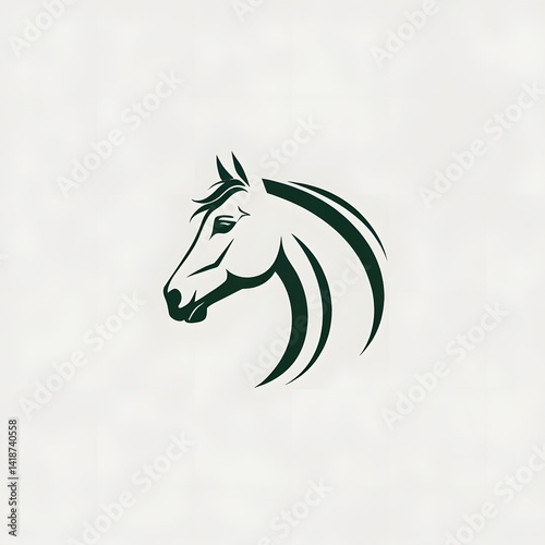 Minimalist Horse Logo  Elegant Equine Silhouette with Sleek Curves and Dark Green Line Art.