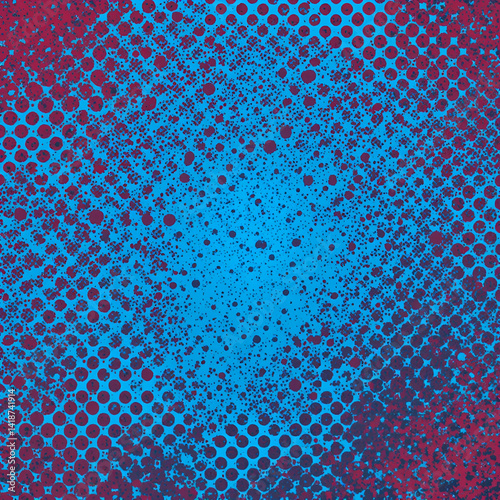 Abstract Rough Red Grunge Texture Design Background Dots halftone blue color pattern gradient grunge texture background. Dots pop art comics sport style eps 10