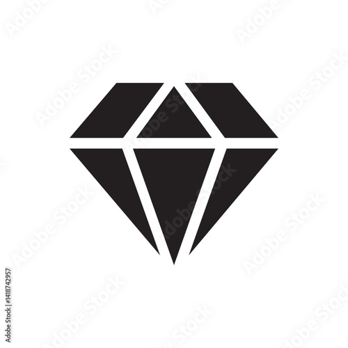Bold Black Diamond Icon Luxury, Premium, Success, Geometric Graphic Design Element