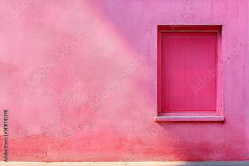 Bright Pink Wall With a Single Pink Window
