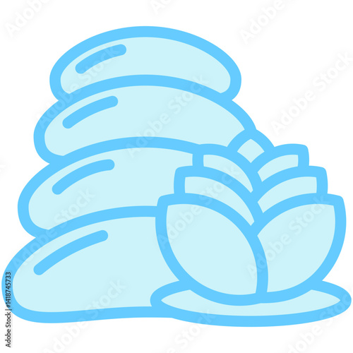 Smooth Rock blue color, mini illustration icon, related to relaxation, spa, wellness and more. Vector EPS 10 for modern concept, print, UI, UX kit, web and app development