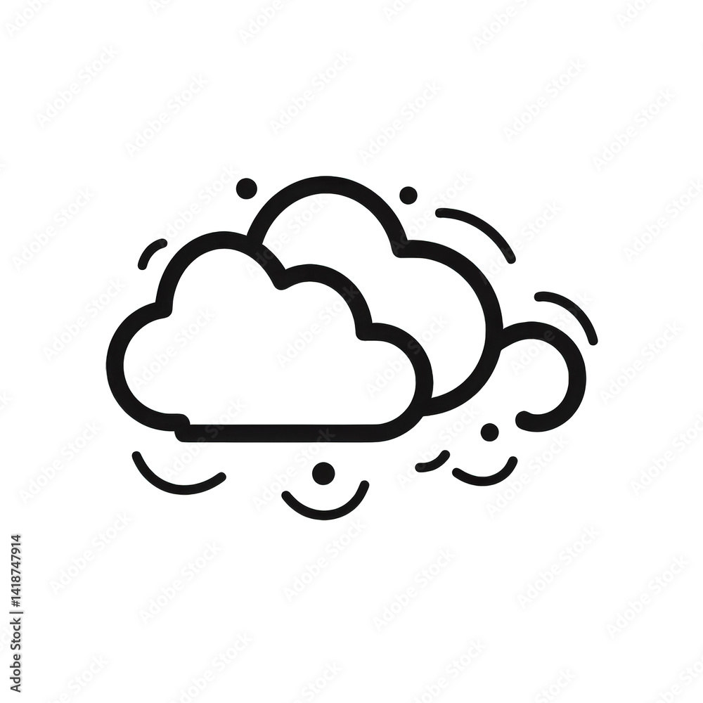 A stylized illustration of clouds with swirling winds, set against a minimalist background, ideal for weather-related themes and designs , isolated on white or transparent png A stylized illustration of clouds with swirling winds, set against a minimalist background, ideal for weather-related themes and designs , isolated on white or transparent png
