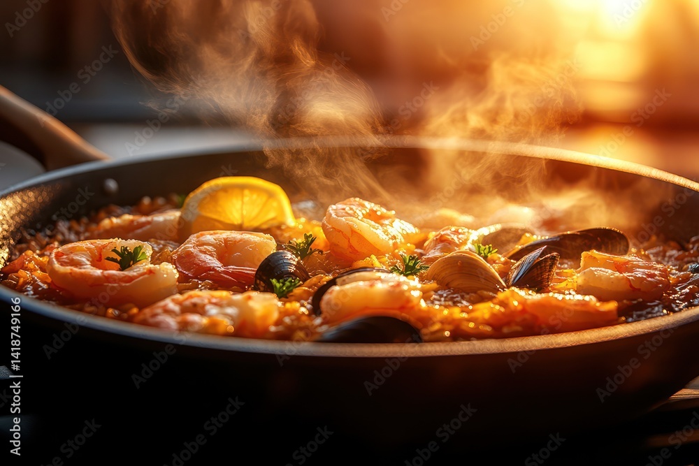 Sunset Seafood Paella: A Culinary Delight Sunset Seafood Paella: A Culinary Delight