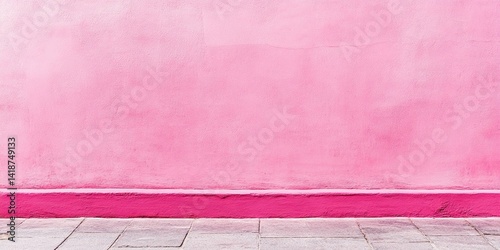 Pink Textured Wall with Pink Base and Light Gray Pavement