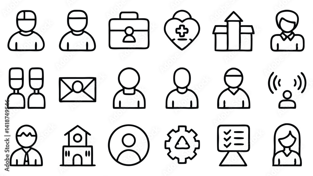 Collection of Simple Line Icons for Business and People Collection of Simple Line Icons for Business and People