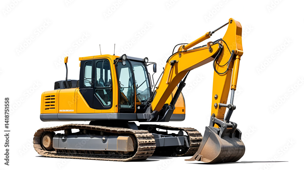 Crawler excavator isolated on white background. Powerful excavator with an extended bucket close-up. Construction equipment for earthworks. element for design. Crawler excavator isolated on white background. Powerful excavator with an extended bucket close-up. Construction equipment for earthworks. element for design.
