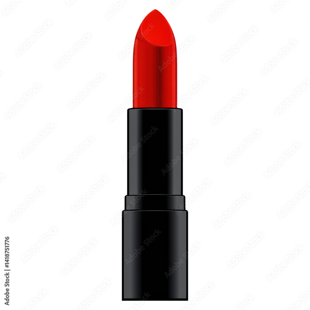 Vibrant Red Lipstick in Black Tube for Beauty and Makeup Lovers, isolated on transparent background. Vibrant Red Lipstick in Black Tube for Beauty and Makeup Lovers, isolated on transparent background.