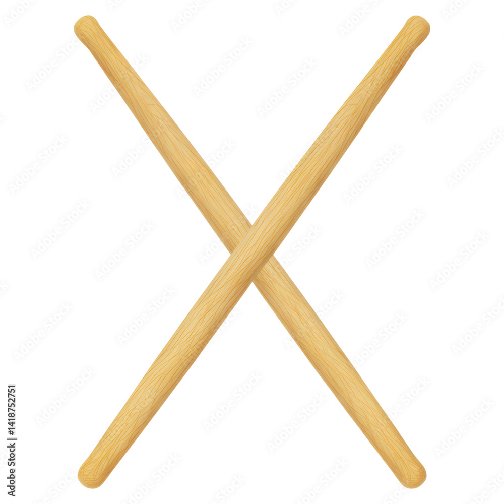 Crossed Drumsticks on Transparent Background for Music and Rhythm, isolated on transparent background.