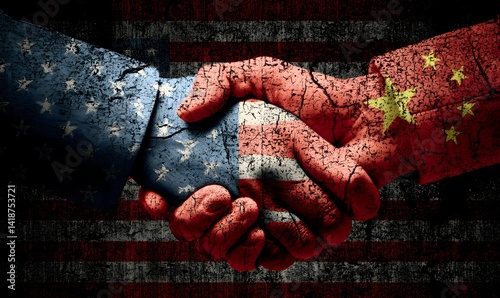 Handshake Between USA and China Representing Cooperation and Strength in Global Relations