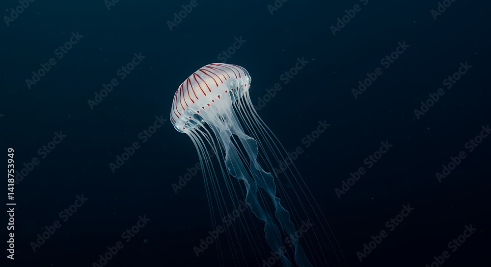 Obraz premium Jellyfish Floating Deep Blue Sea