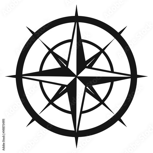 compass navigation direction travel guide silhouette icon