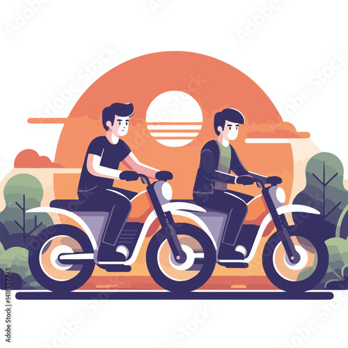 vector image of a person riding a cross motorbike