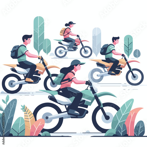 vector image of a person riding a cross motorbike