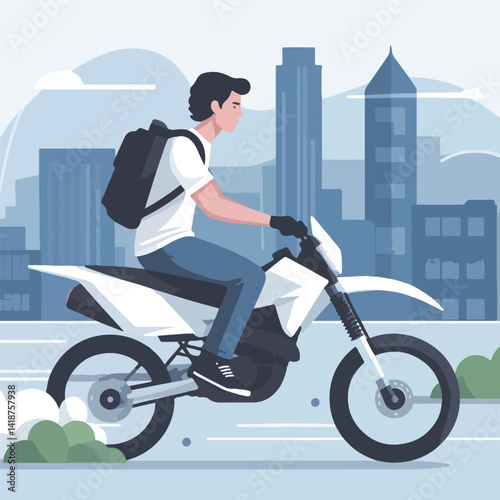 vector image of a person riding a cross motorbike