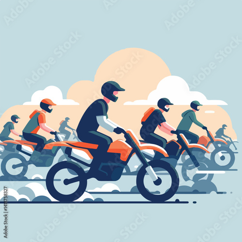 vector image of a person riding a cross motorbike