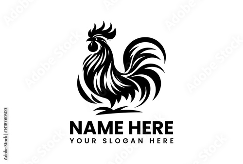 Rooster Icon: A bold, monochrome icon showcases the proud form of a rooster, embodying strength and vitality with its elegant lines.