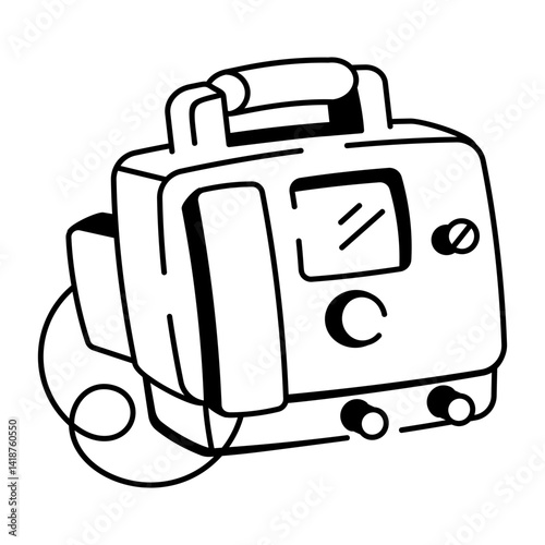 A doodle style illustration of a medical defibrillator 
