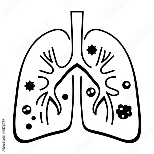 A hand drawn icon depicting a respiratory disease 
