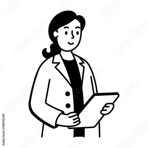 A hand drawn style icon of a medical practitioner 
