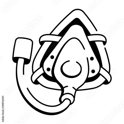A hand drawn style icon of an anesthesia mask 
