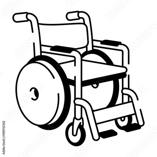 A hand drawn style icon of a wheelchair 
