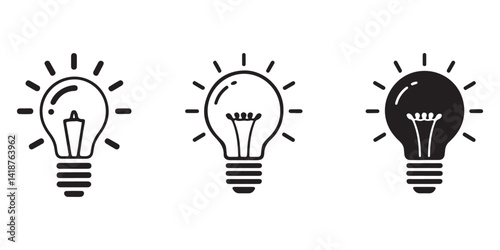 Set of Idea lamp icon collection - line art Lamp icon set.
