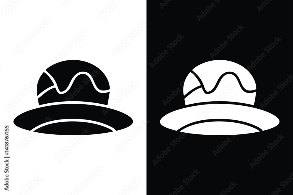 Fototapeta premium Isolated Beach Hat Icon. Straw Hat Silhouette Vector for Apps and Prints